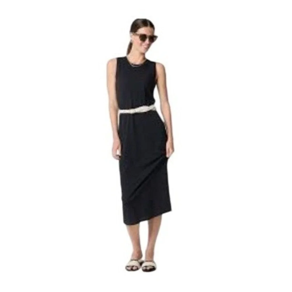 J. Crew Knit Midi Sheath Dress Black 100% Cotton Knit S